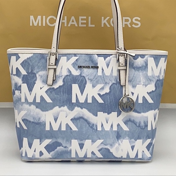 MICHAEL KORS MEDIUM CARRYALL TOTE PALE BLUE - Picture 3 of 15